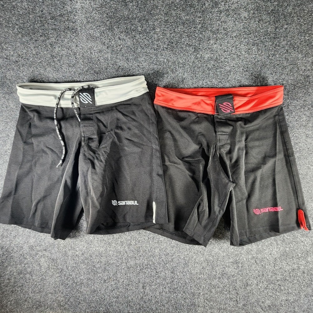 Lot Of 2 Sanabul UFC Jiu Jitsu MMA Fight Training Shorts Black Red Black Grey 30